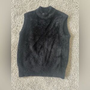 Rachel Zoe Black Fuzzy Knit Top